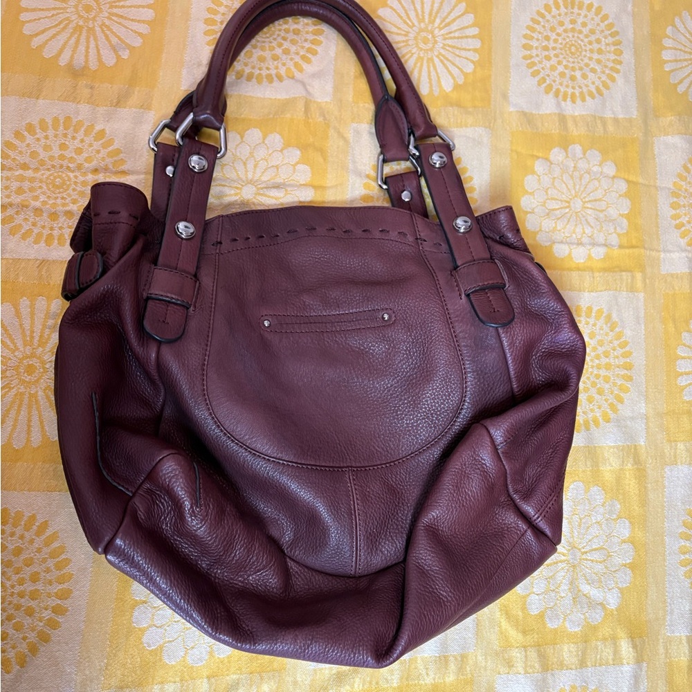 B. Makowsky genuine leather drawstring satchel / shoulder bag - Picture 3 of 7